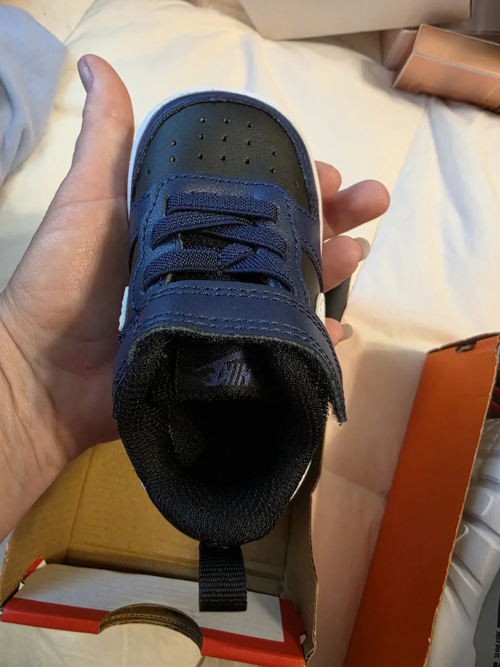 Nike Toddler Navy, Black and White Hook-and-Loop Sneakers
